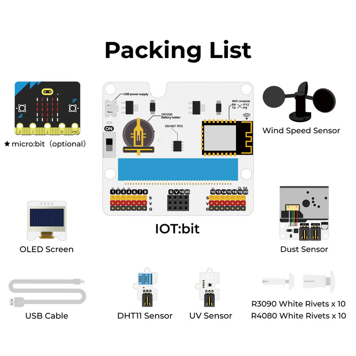 ELECFREAKS micro:bit Smart Climate Kit, designed based on micro:bit V2 and IOT:bit expansion board