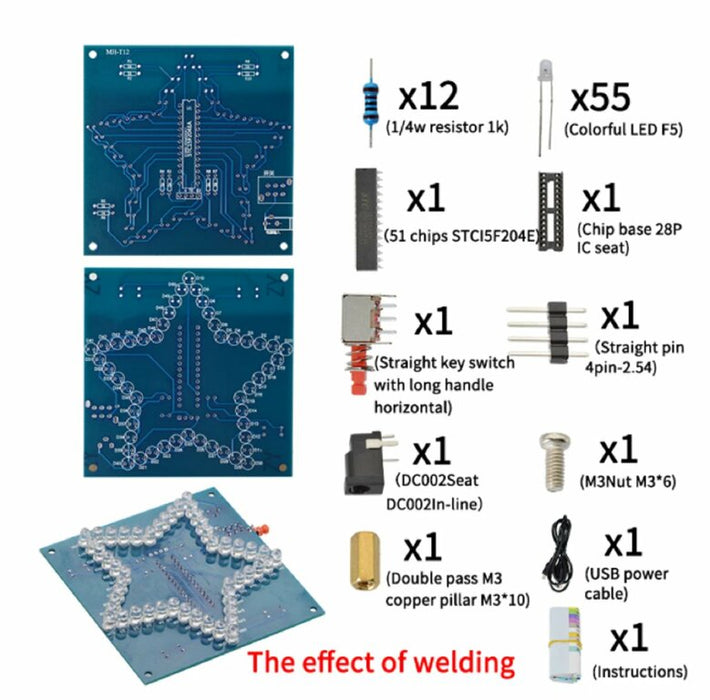 DIY Kit Five-Pointed Star Breathing Light Gradient LED Light