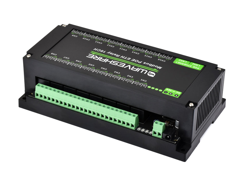 16-Channel Ethernet Relay Module – Modbus, PoE Support, Isolation Protection