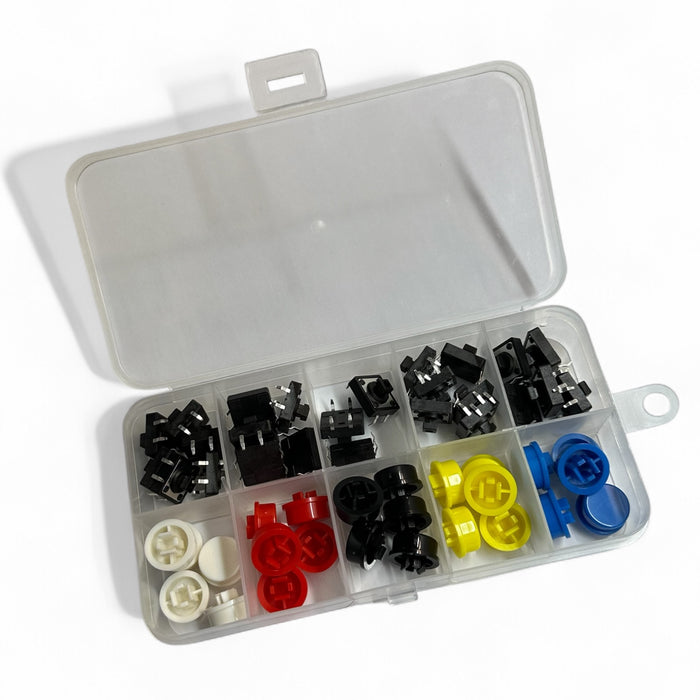 Push Buttons with Round Keycaps in Case 25 pack