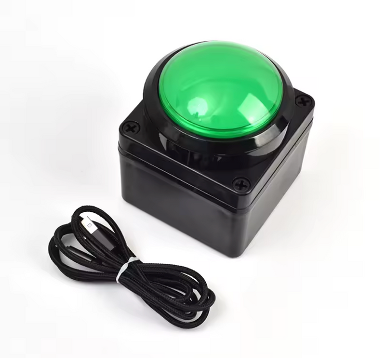 Big Game Button with Enclosure 100mm USB Green