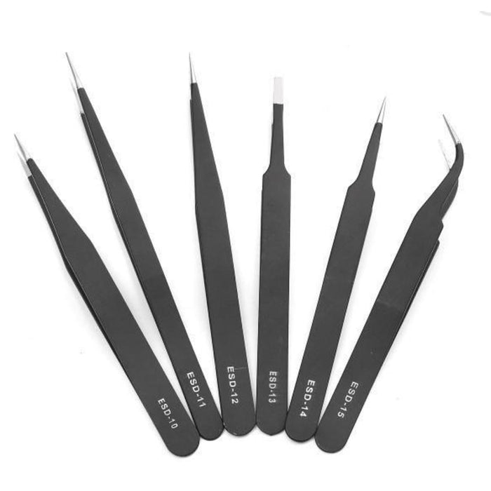 6 pack Antistatic Tweezers