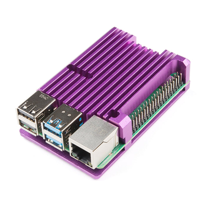 Aluminum Heatsink Case for Raspberry Pi 4 - Purple
