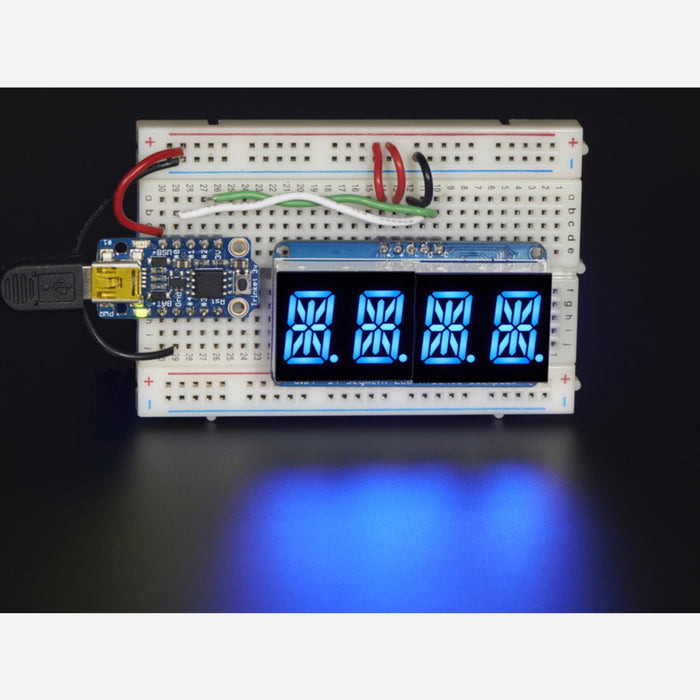 Quad Alphanumeric Display - 0.54 Digits w/ I2C Backpack - Blue