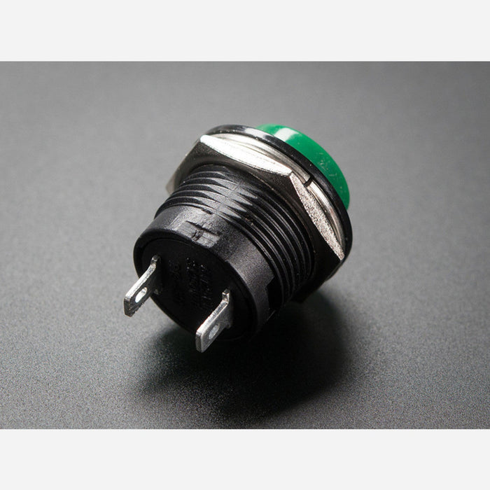16mm Panel Mount Momentary Pushbutton - Green