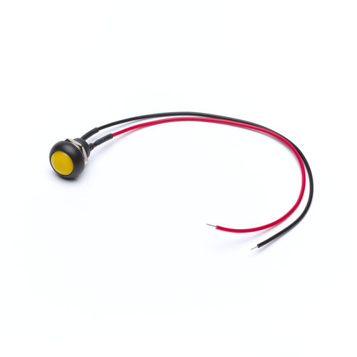 12mm Momentary Push Button Dome with Wires - Yellow