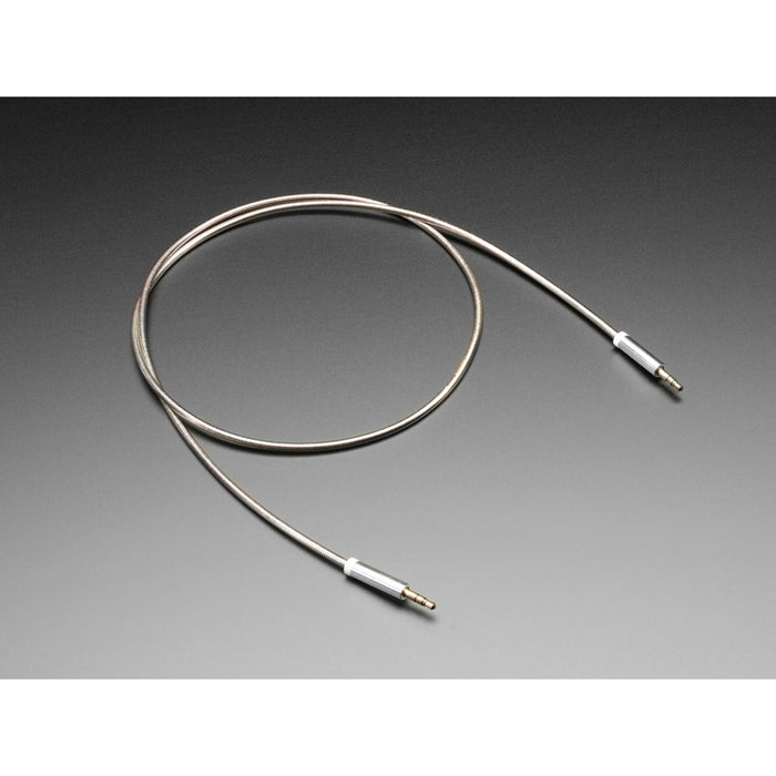 3.5mm Stereo Male/Male Audio Cable - Silver Metal - 1 meter long