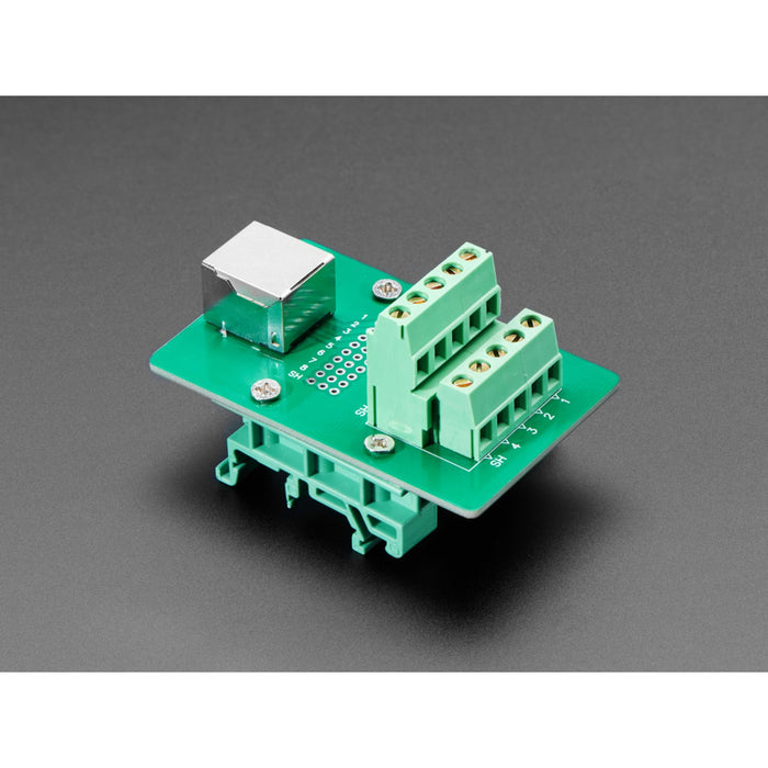 DIN Rail RJ-45 To Terminal Block Adapter - Right Angle Jack