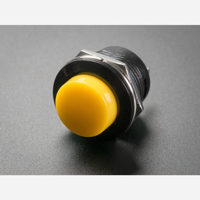 16mm Panel Mount Momentary Pushbutton - Yellow
