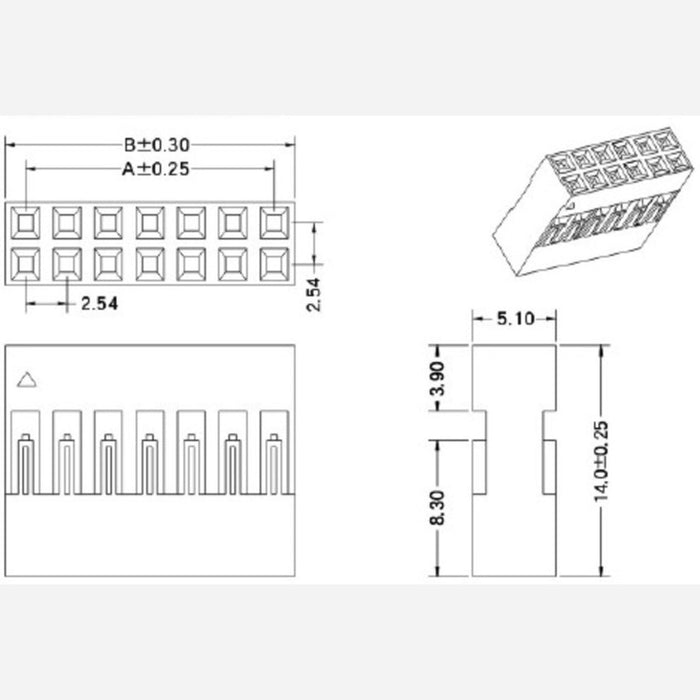 0.1 (2.54mm) Crimp Connector Housing: 2x6-Pin 5-Pack