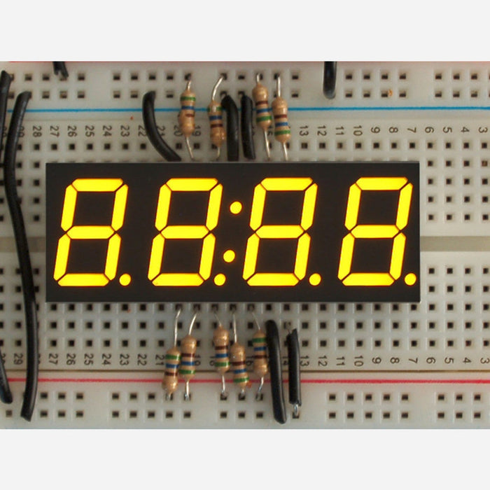 Yellow 7-segment clock display - 0.56 digit height