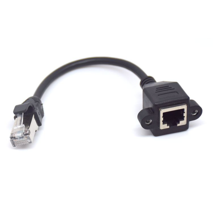 RJ45 Male to Female Screw Panel Mount Extension Cable 30cm