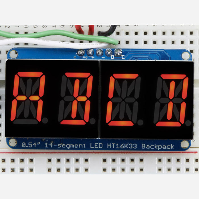 Quad Alphanumeric Display - 0.54 Digits w/ I2C Backpack - Red