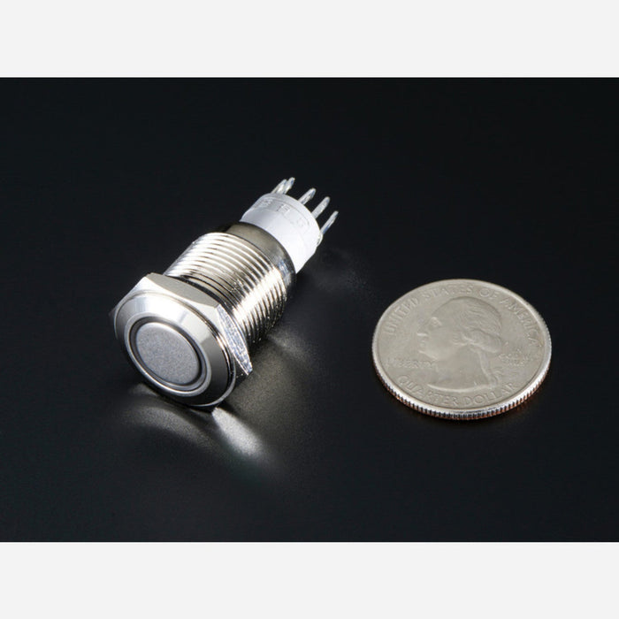 Rugged Metal On/Off Switch with White LED Ring [16mm White On/Off]