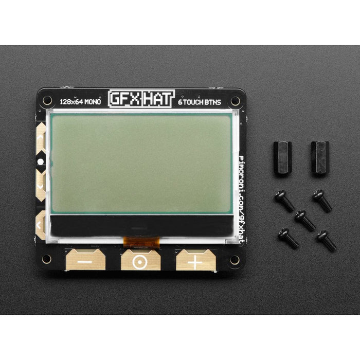 Pimoroni GFX HAT - 128x64 LCD Display + RGB Lite  Touch Buttons - RGB Backlight and 6 Touch Button