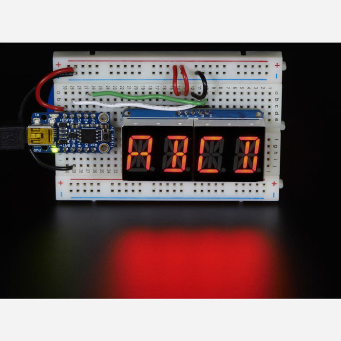 Quad Alphanumeric Display - 0.54 Digits w/ I2C Backpack - Red