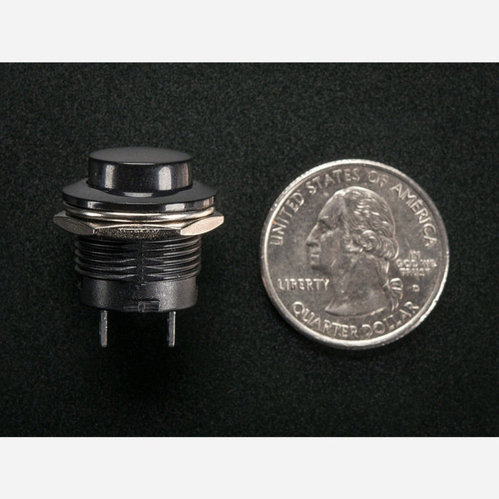 16mm Panel Mount Momentary Pushbutton - Black