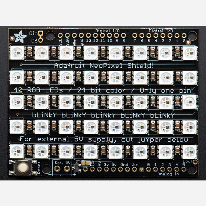Adafruit NeoPixel Shield for Arduino - 40 RGB LED Pixel Matrix