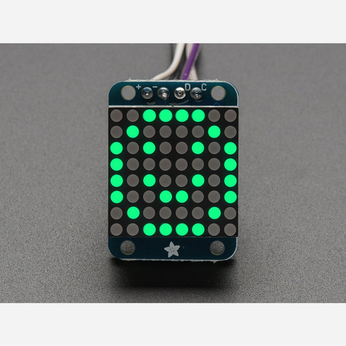 Adafruit Mini 0.7 8x8 LED Matrix w/I2C Backpack - Pure Green