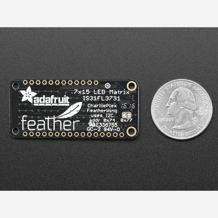 Adafruit 15x7 CharliePlex LED Matrix Display FeatherWing - Yellow