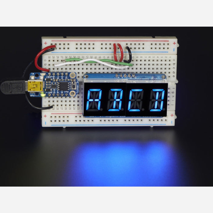 Quad Alphanumeric Display - 0.54 Digits w/ I2C Backpack - Blue