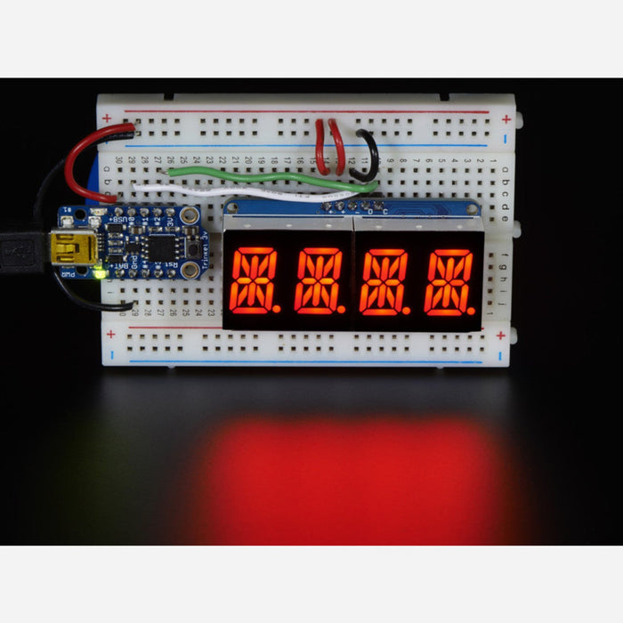 Quad Alphanumeric Display - 0.54 Digits w/ I2C Backpack - Red