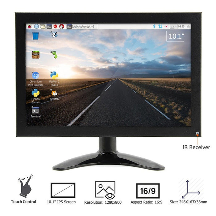 10.1 Inch Metal Shell IPS TFT 1280x800 Portable Monitor with Touch Function for Raspberry Pi
