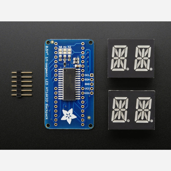 Quad Alphanumeric Display - 0.54 Digits w/ I2C Backpack - Blue