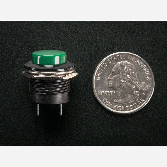 16mm Panel Mount Momentary Pushbutton - Green