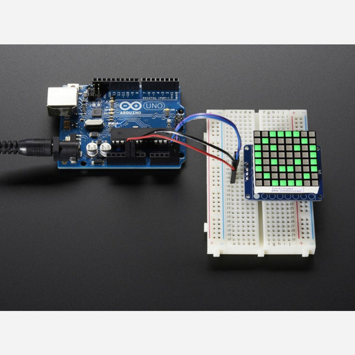 Small 1.2 8x8 Bright Square LED Matrix + Backpack - Green