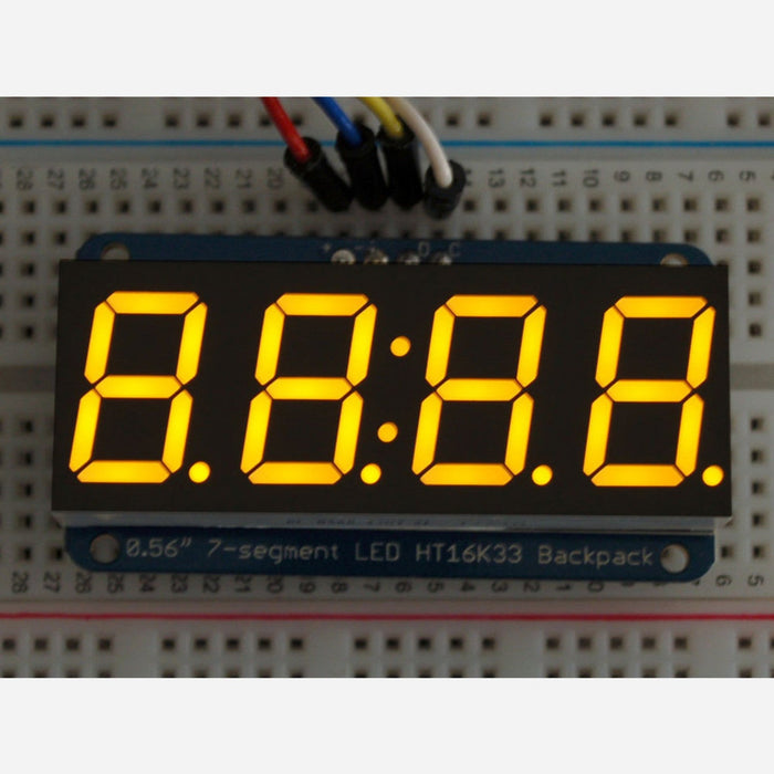 Adafruit 0.56 4-Digit 7-Segment Display w/I2C Backpack - Yellow