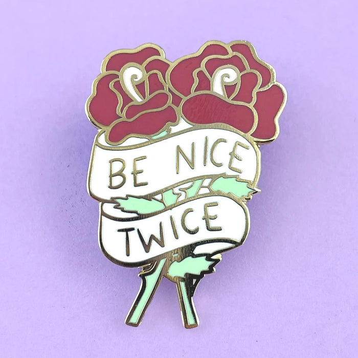 Be Nice Twice Lapel Pin