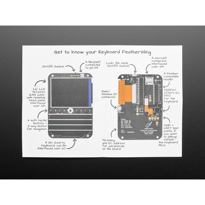 Keyboard FeatherWing - QWERTY Keyboard + 2.6 LCD