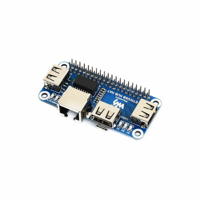 Ethernet / USB HUB HAT for Raspberry Pi, 1x RJ45, 3x USB