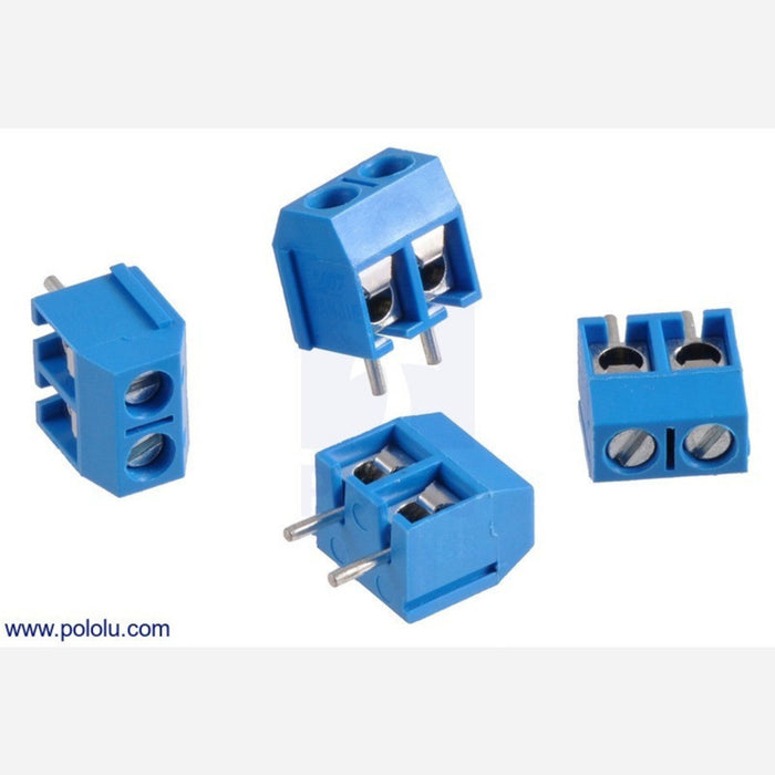 Screw Terminal Block: 2-Pin, 5 mm Pitch, Side Entry (4-Pack)