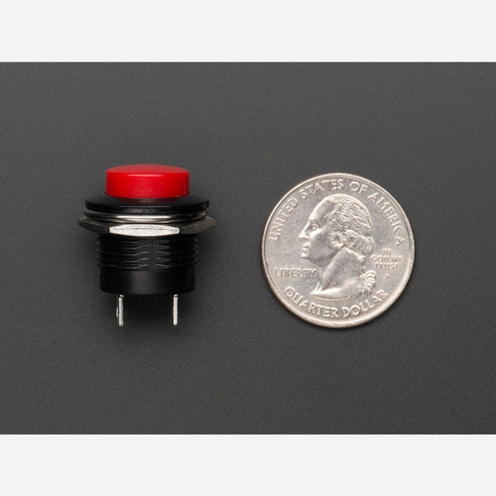 16mm Panel Mount Momentary Pushbutton - Red