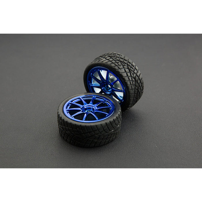 D65mm Rubber Wheel Pair - Blue (Without Shaft)