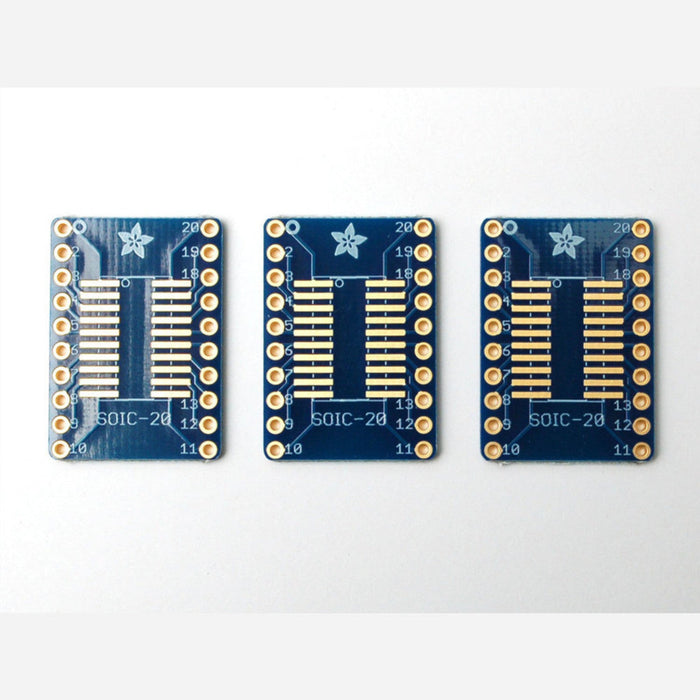 Adafruit SMT breakout PCB for SOIC or TSSOP - various sizes - 20 pin - pack of three