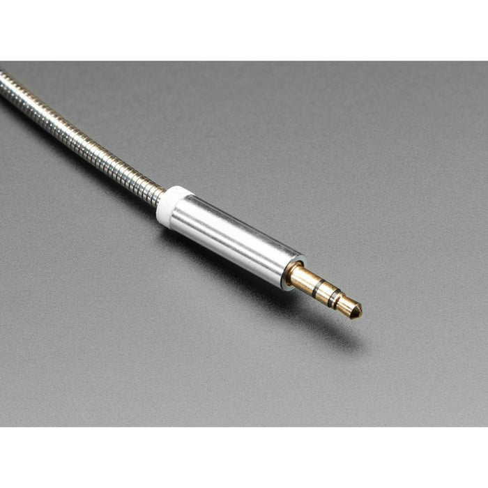 3.5mm Stereo Male/Male Audio Cable - Silver Metal - 1 meter long