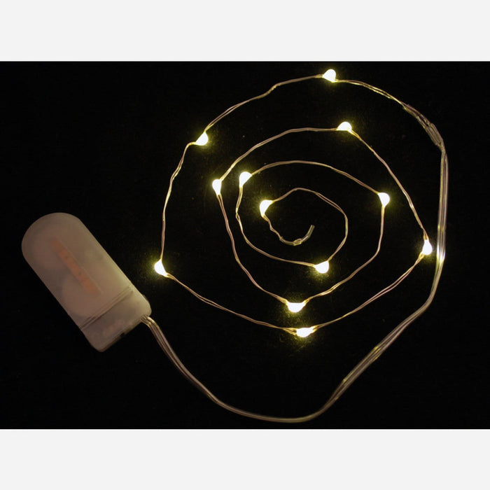Wire Light LED Strand - 12 Warm White LEDs + Coin Cell Holder