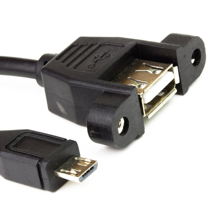 Panel Mount Extension Cables (50cm) - USB micro-B to micro-B