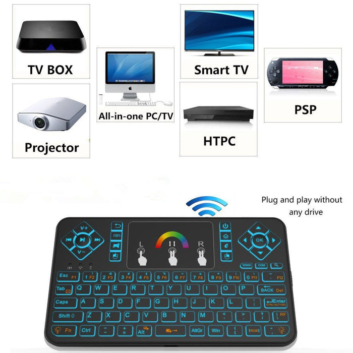 Raspberry Pi 3/2B/Zero Mini Portable 2.4GHz Wireless Touchpad Keyboard with Backlight