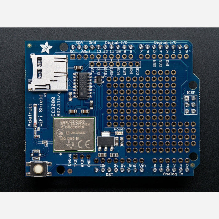 Adafruit HUZZAH CC3000 WiFi Shield with Onboard Antenna