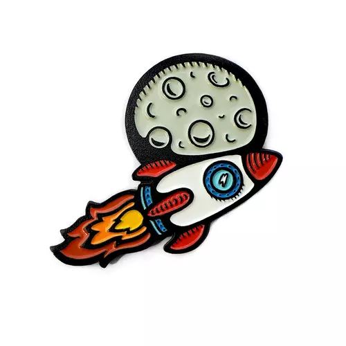 To The Moon Rocketship Enamel Pin