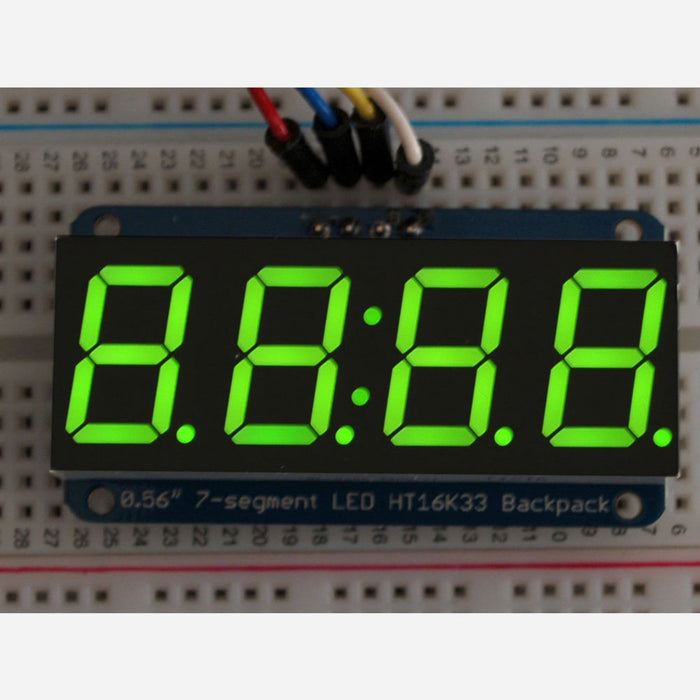 Adafruit 0.56 4-Digit 7-Segment Display w/I2C Backpack - Green