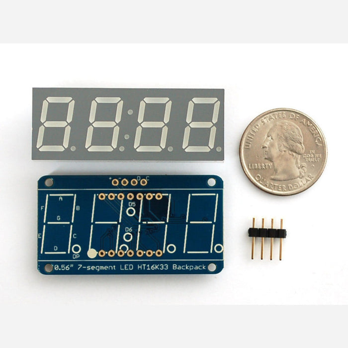 Adafruit 0.56 4-Digit 7-Segment Display w/I2C Backpack - Blue