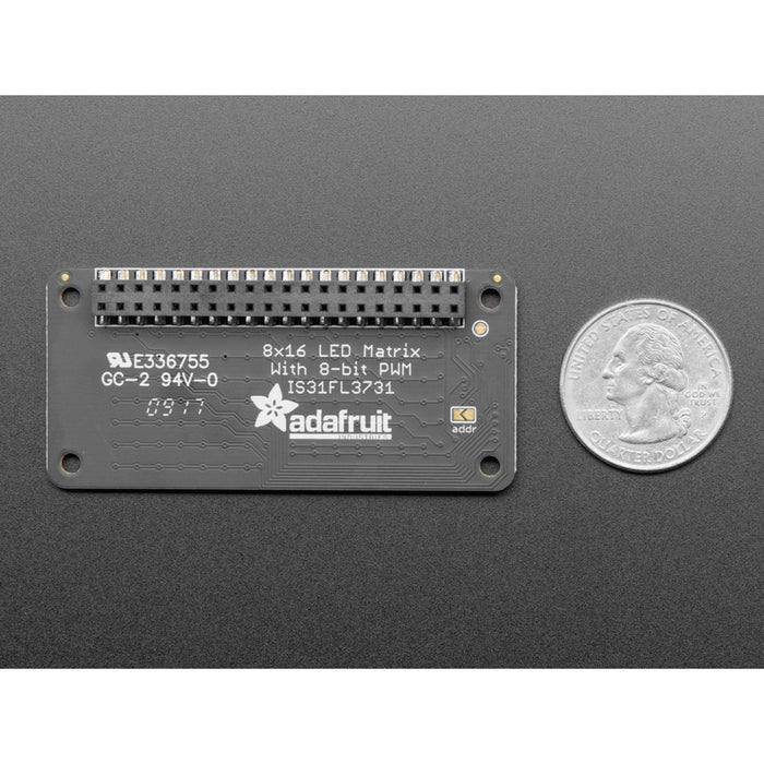 Adafruit CharliePlex LED Matrix Bonnet - 8x16 Yellow LEDs