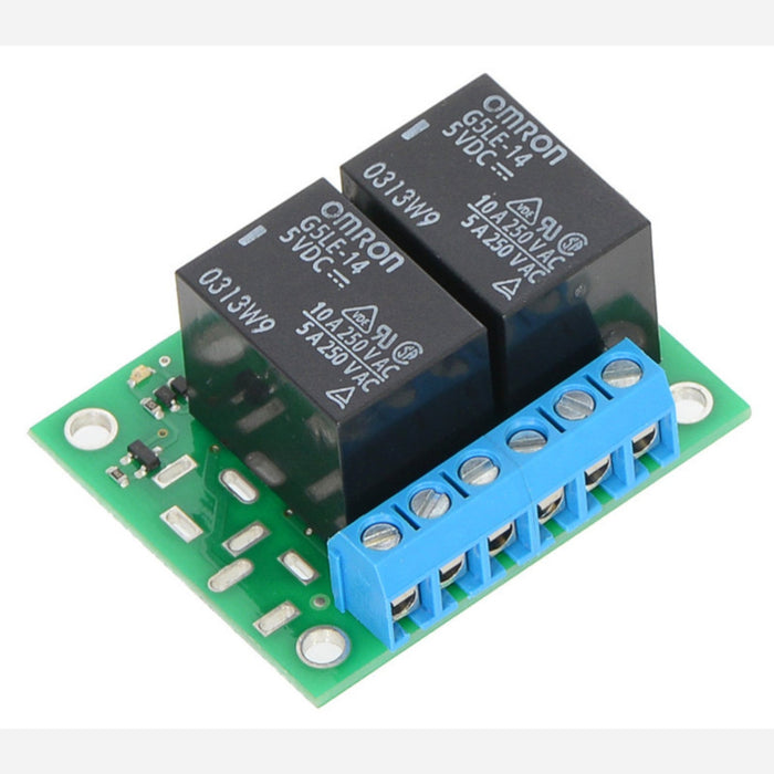 Pololu Basic 2-Channel SPDT Relay Carrier with 5VDC Relays (Assembled)