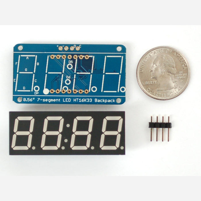 Adafruit 0.56 4-Digit 7-Segment Display w/I2C Backpack - Red
