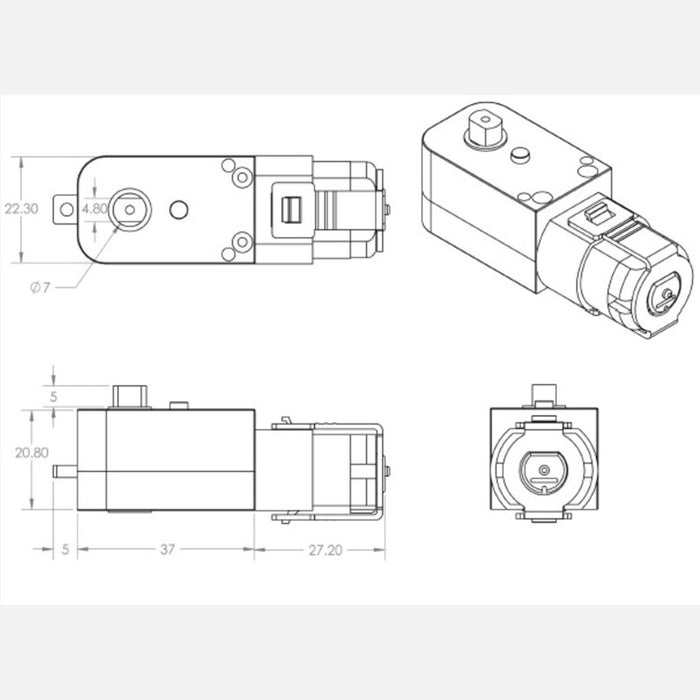 120:1 Plastic Gearmotor, 90º Output